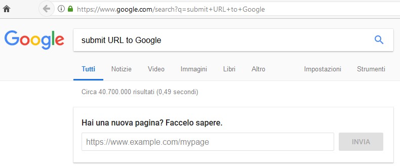 Submit URL to Google