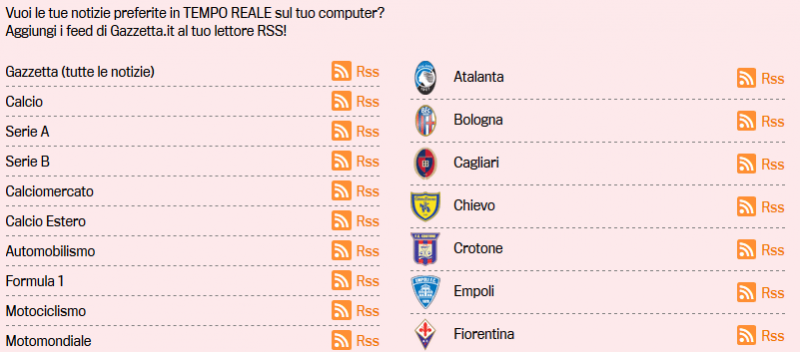 feed rss gazzetta