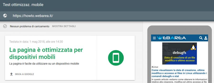 Google test ottimizzazione mobile