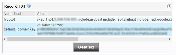 aruba esempio record dns