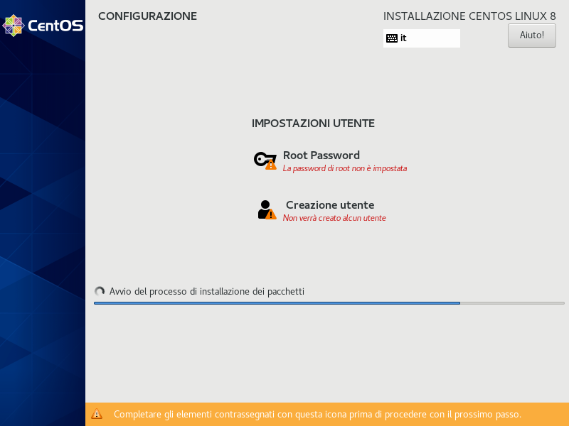 utente root centos 8