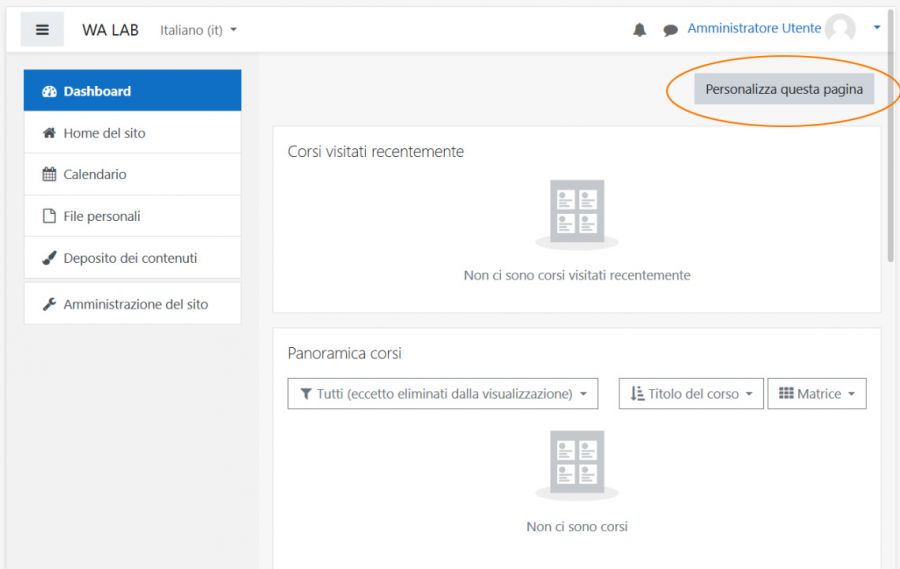 dashboard admin moodle