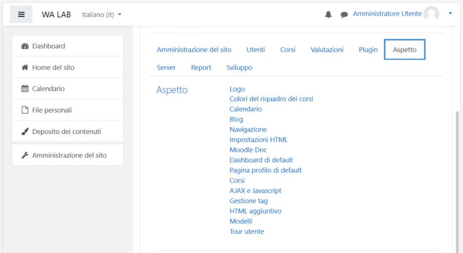 moodle modifica aspetto